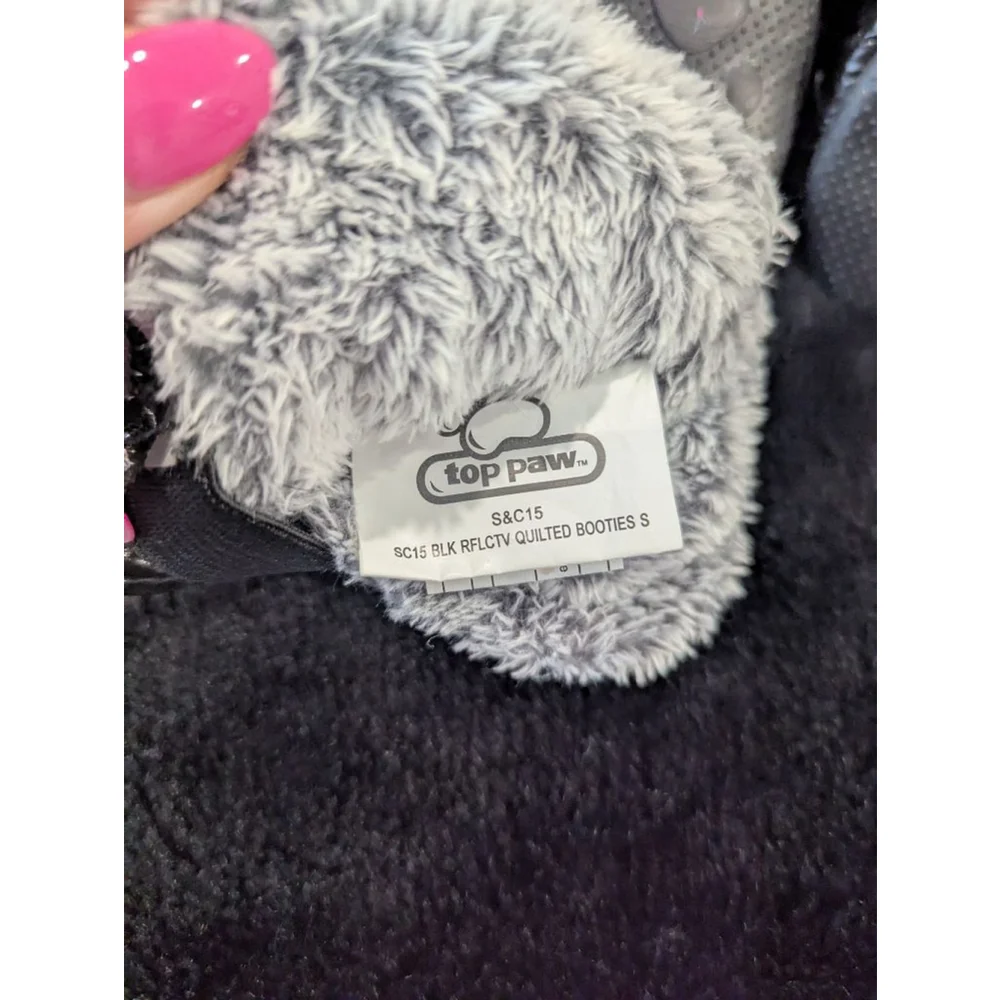 EUC Top Paw Pet Booties Faux Fur Bling Velcro